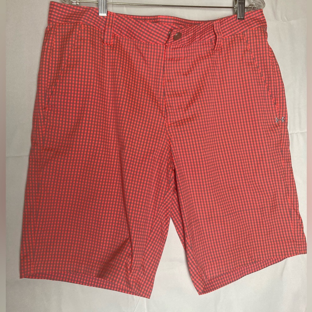 Under Armour Red and Gray Plaid Shorts